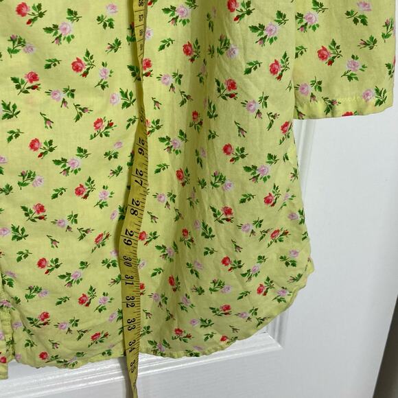 NWOT VICTORIAS SECRET Pajama Shirt Dress L Floral Green Roll Tab Long Sleeve - Picture 6 of 9
